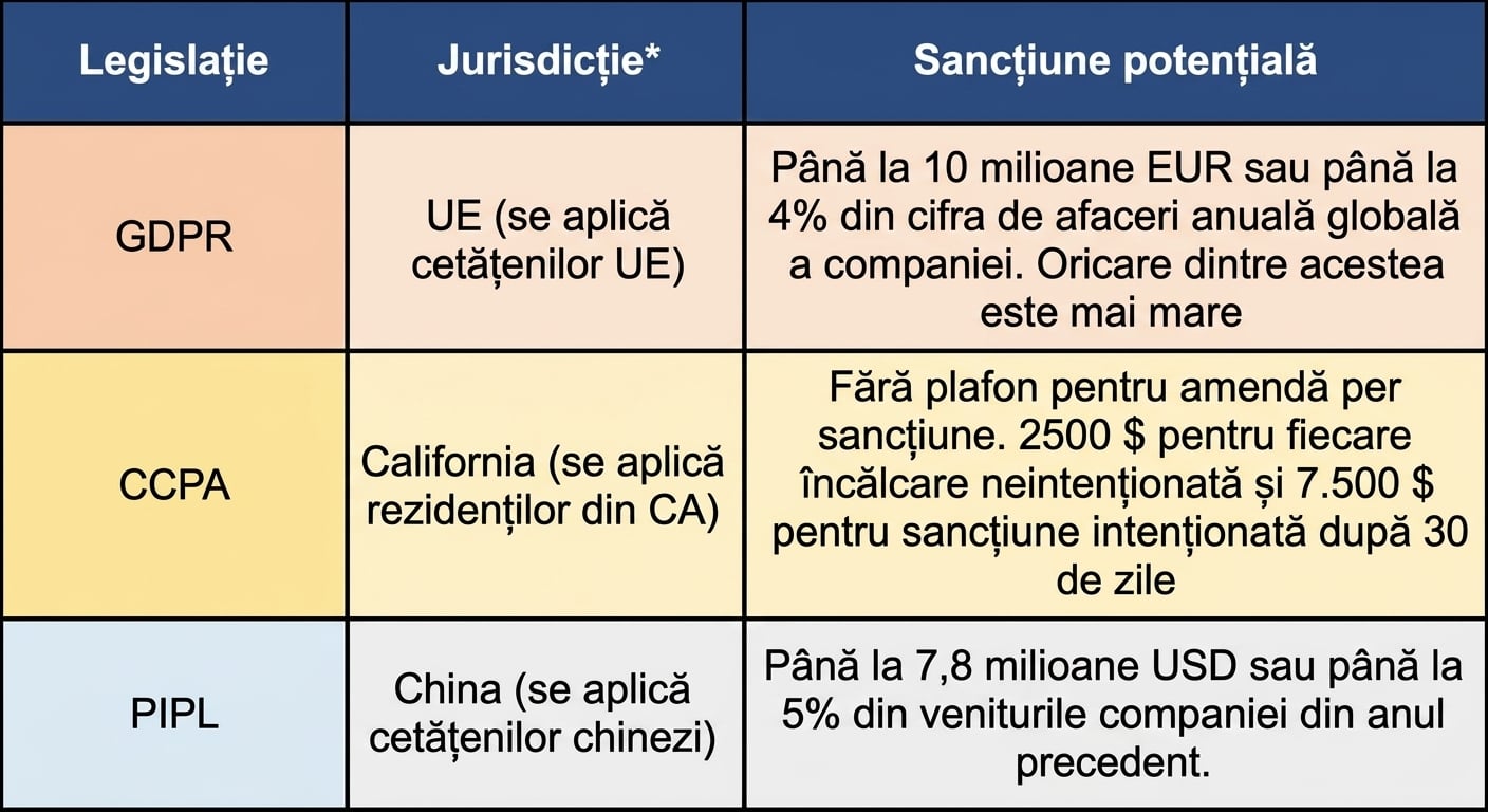 Tabel de conformitate și confidențialitate
