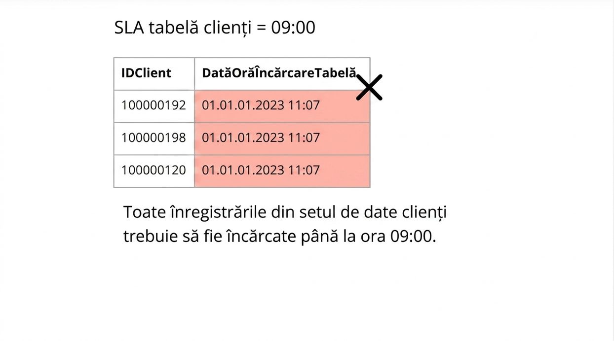 exemplu de oportunitate cu regula de calitate a datelor și datele de încărcare a tabelului
