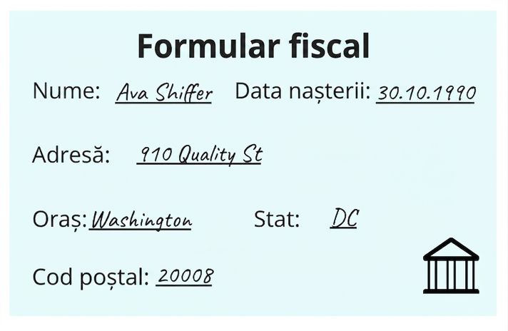 formular fiscal utilizat pentru compararea acurateței