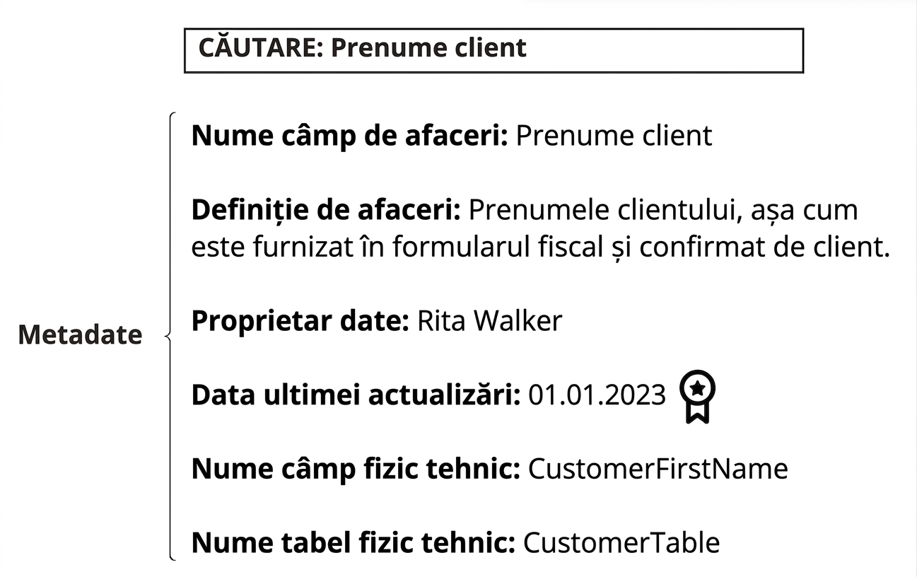exemplu de metadate în catalogul de date