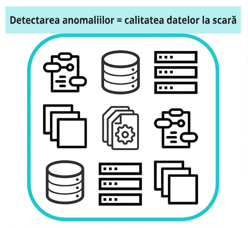 diagramă cu mai multe surse de date simbolizând calitatea datelor la scară largă