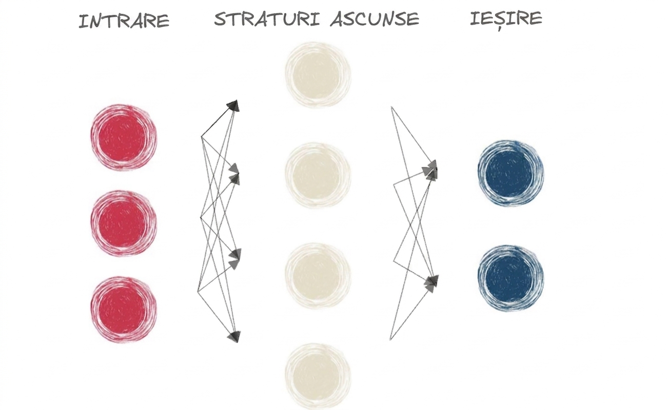 Diagramă a unei rețele neuronale mici