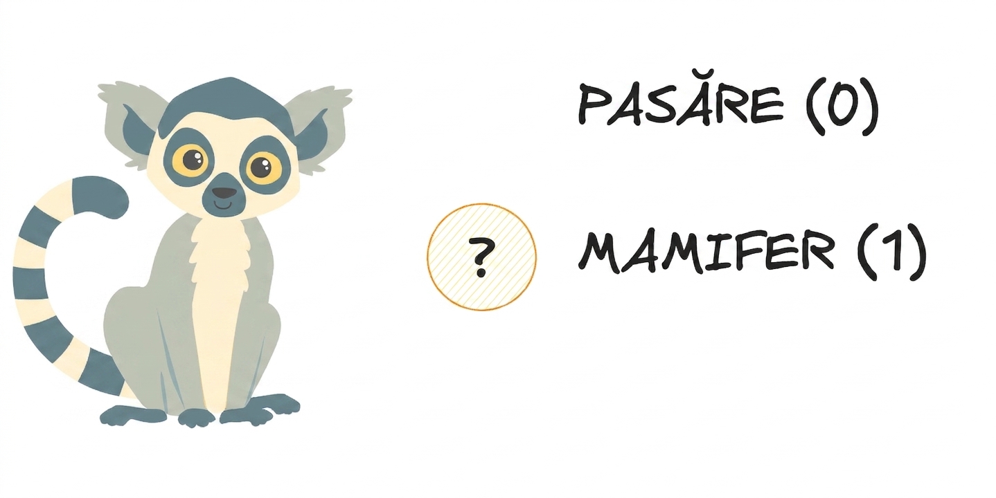 Un lemur cu opțiunile „pasăre" și mamifer