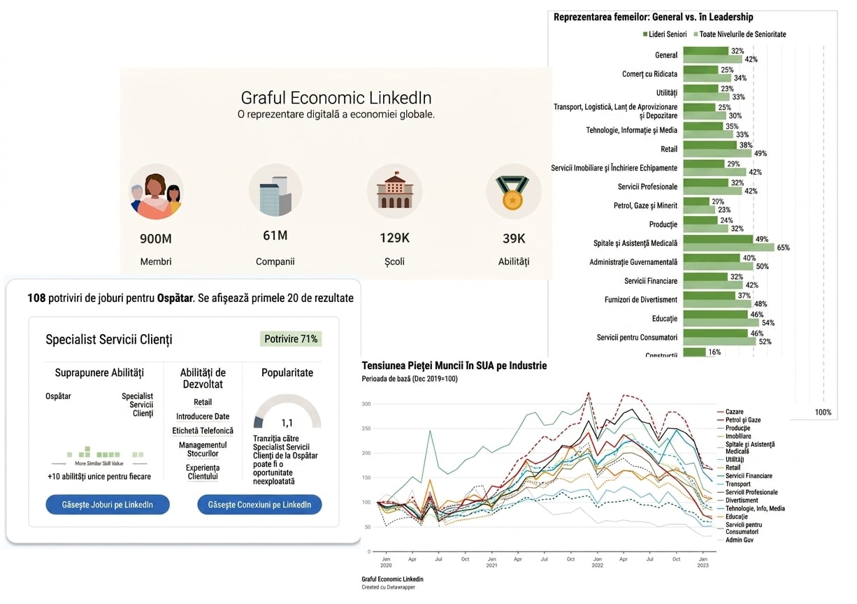 Colaj cu funcționalitățile proiectului LinkedIn Economic Graph.