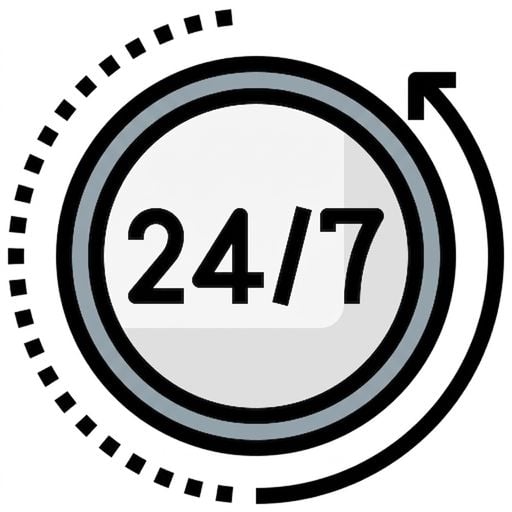 Ilustrație a unui ciclu continuu de disponibilitate 24/7.