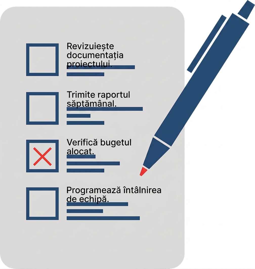 Ilustrație a unui formular de consimțământ cu un pix care a bifat o căsuță cu cerneală roșie.