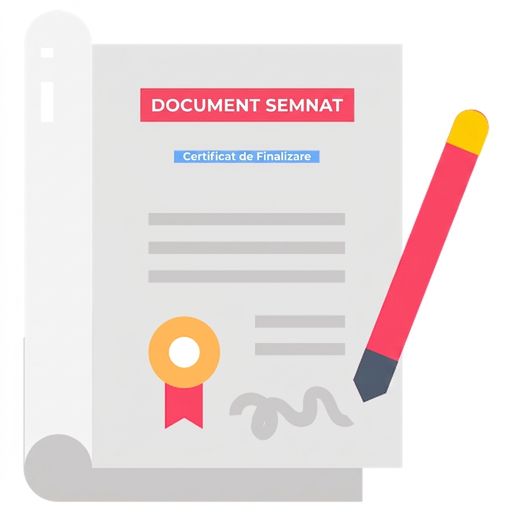 Ilustrație cu un document legal și un stilou pentru verificarea conformității.