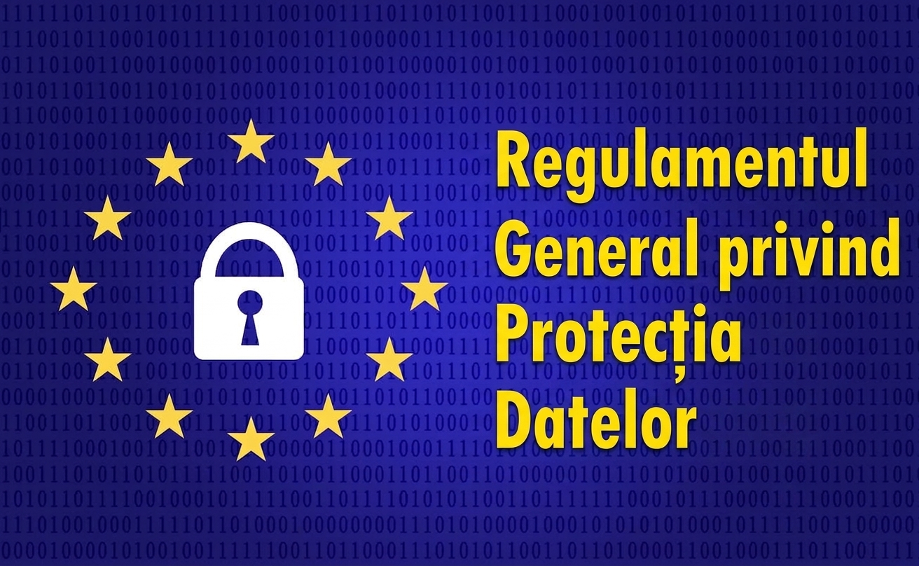 Steagul UE cu acronimul GDPR: Regulamentul General privind Protecția Datelor.