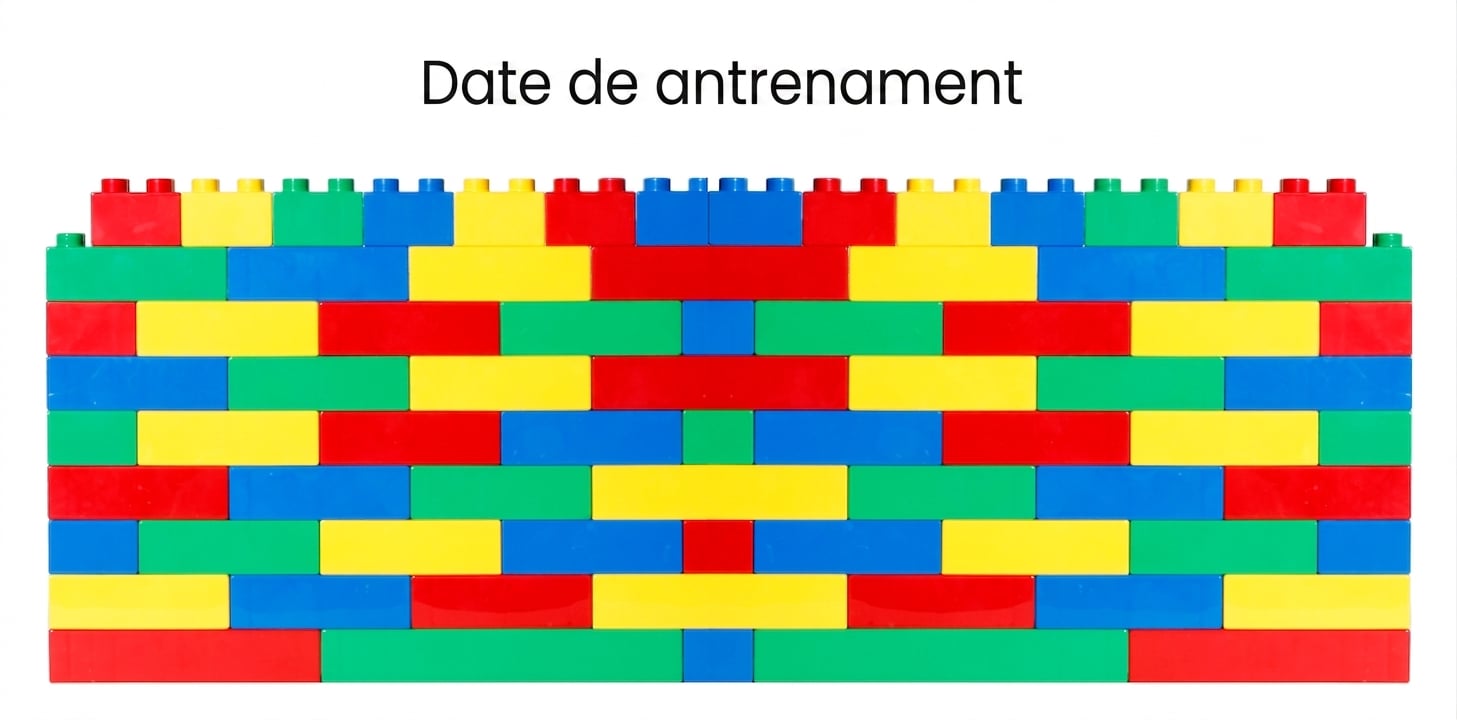 Un zid de cărămidă mai mare reprezentând mai multe date de antrenament.