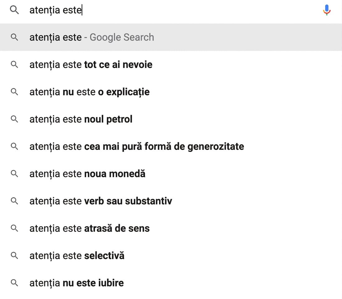 Sugestii automate ale unui motor de căutare