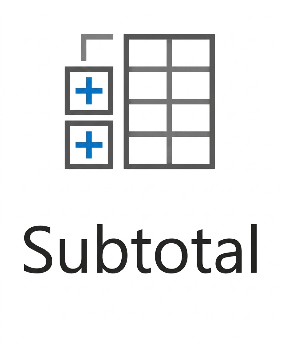 Imagine cu butonul Subtotal din Excel.