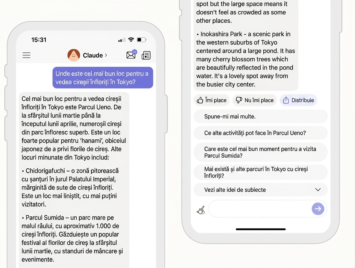 Captură de ecran a unei conversații cu chatbotul Claude de la Anthropic