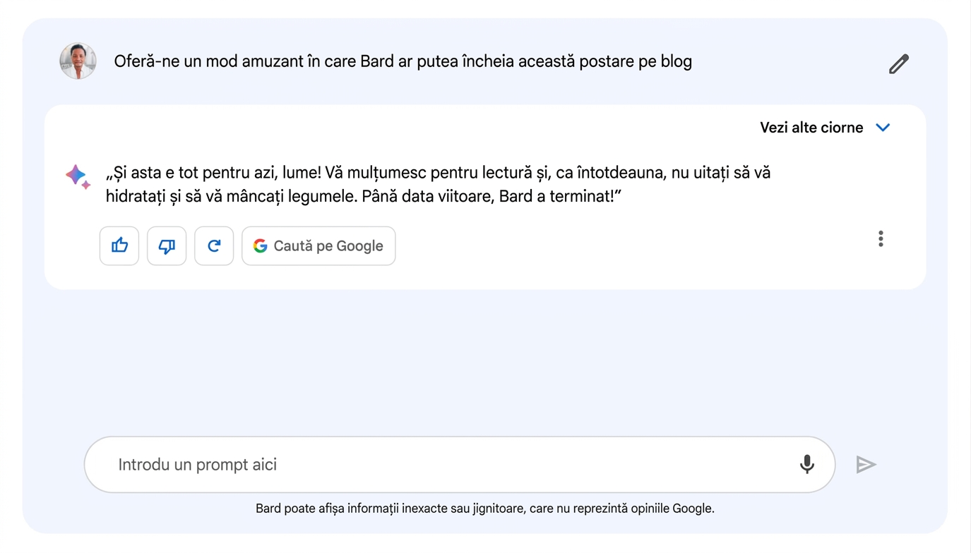 Imagine cu chatbotul Bard de la Google