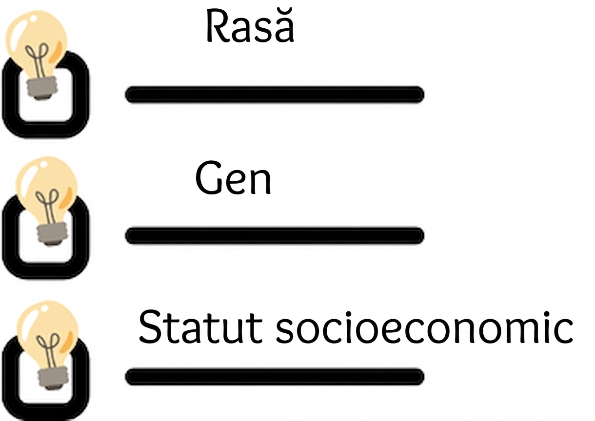 O listă de verificare cu rasă, gen și statut socioeconomic.