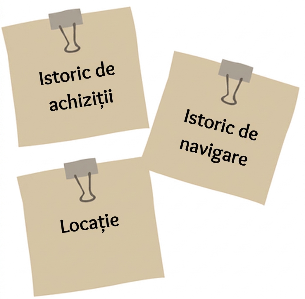 Note adezive ilustrând factorii din modelul AI de vânzări.