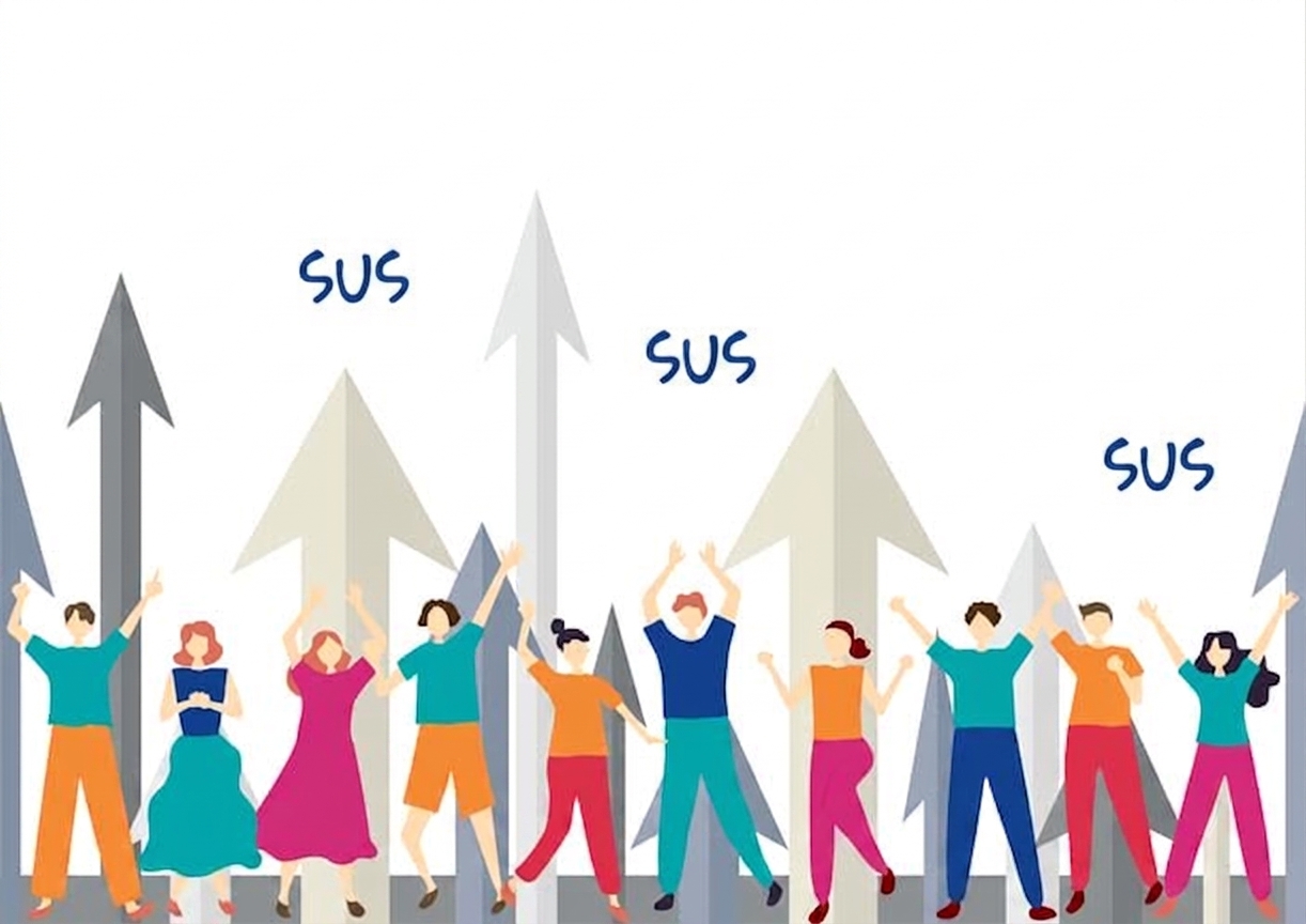Imagine cu persoane care indică și privesc în sus, cu săgeți îndreptate în sus și cuvântul „up" scris deasupra lor.