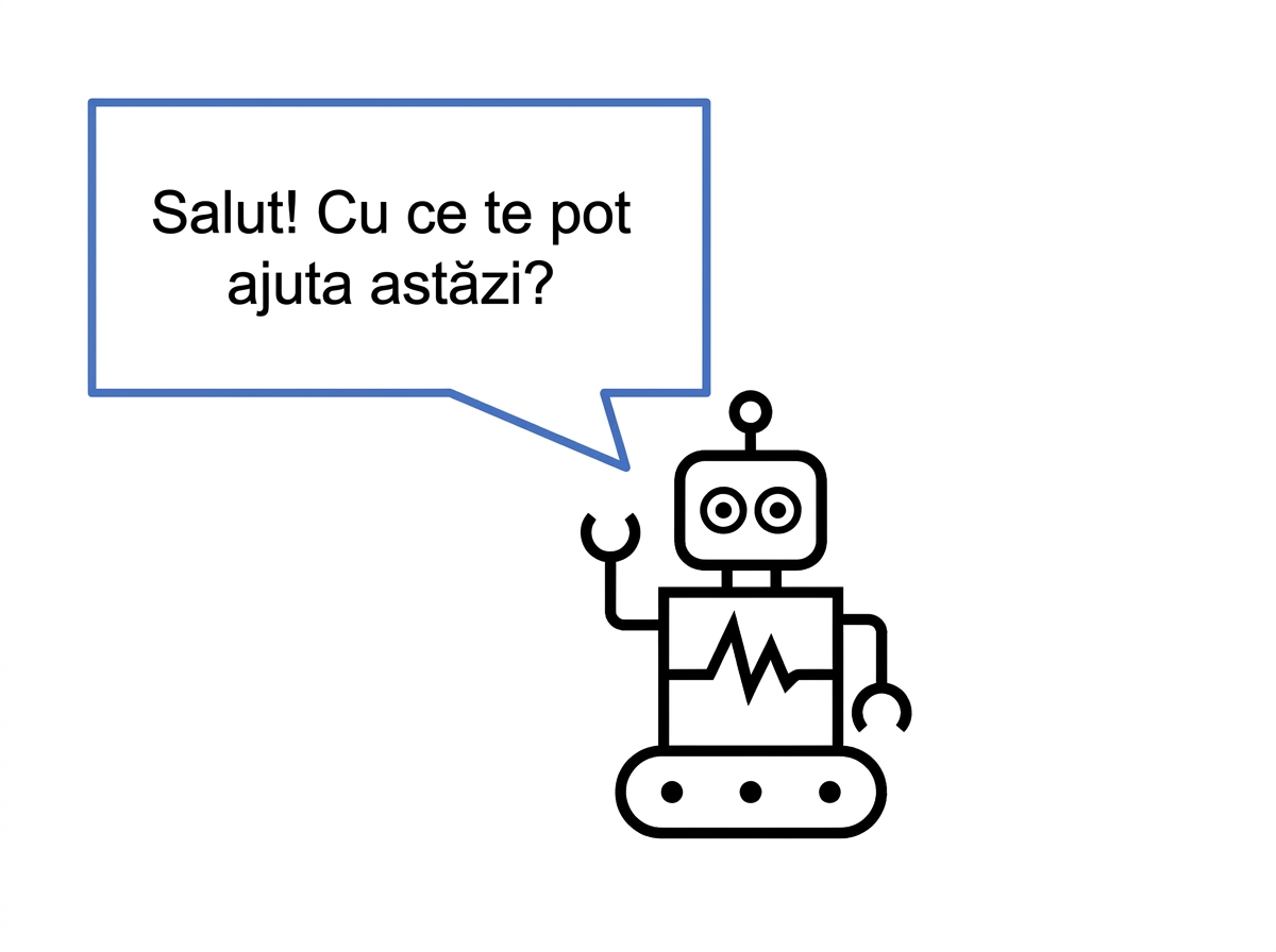 Robot de chat întrebând despre ziua ta.