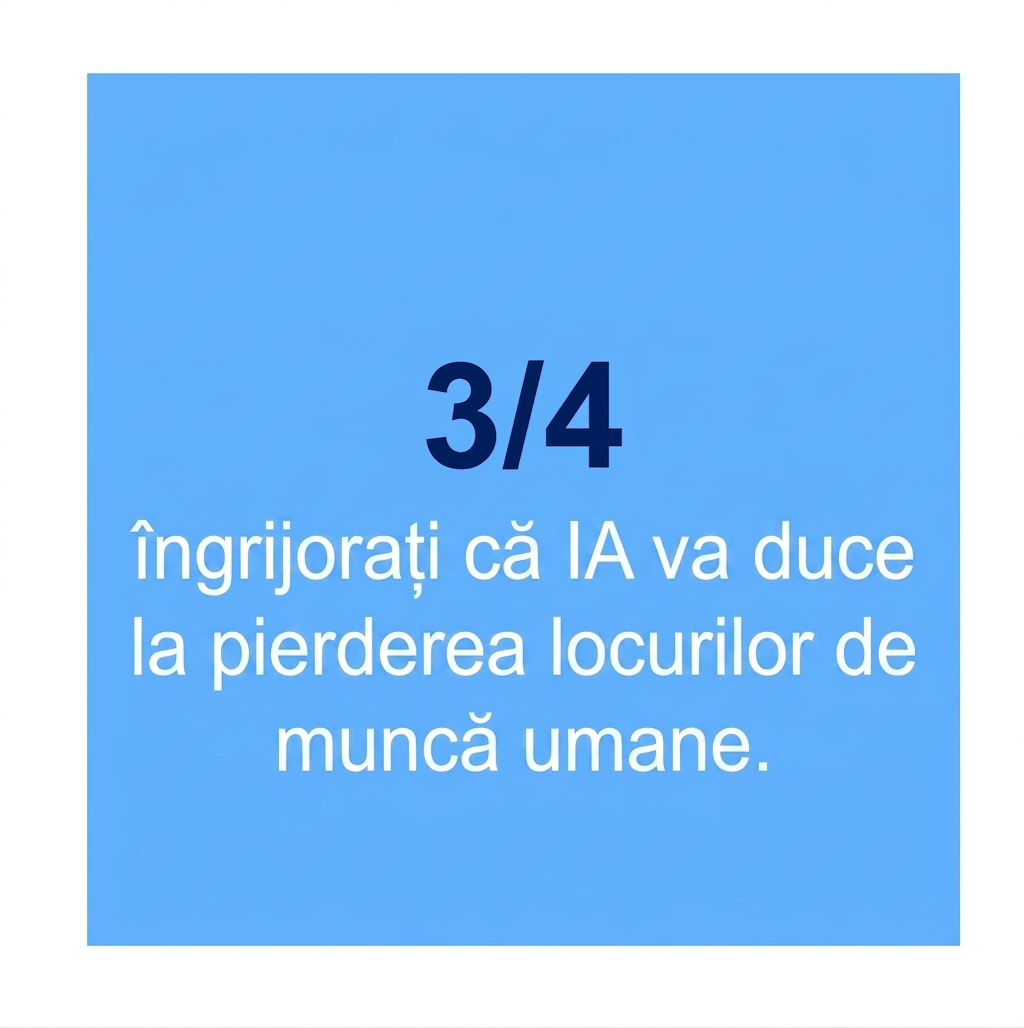 Trei sferturi din respondenți sunt îngrijorați de pierderea locurilor de muncă din cauza AI.