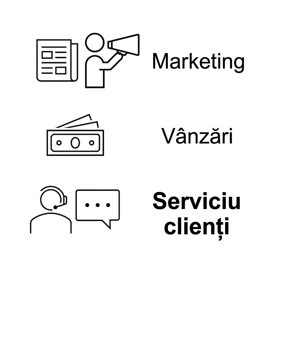 Marketing. Vânzări. Serviciu clienți.