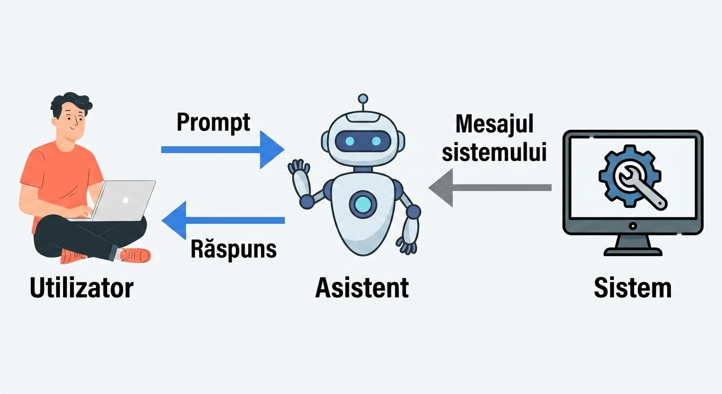 Imagine cu cele trei roluri ale unui mesaj și comunicarea dintre ele.
