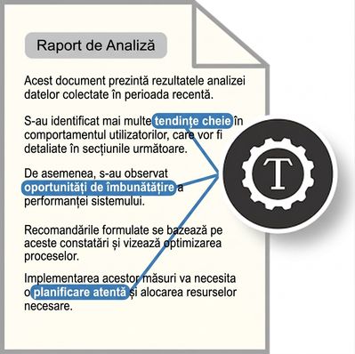 Pictogramă care arată cum extragerea entităților identifică entități specifice dintr-un text dat