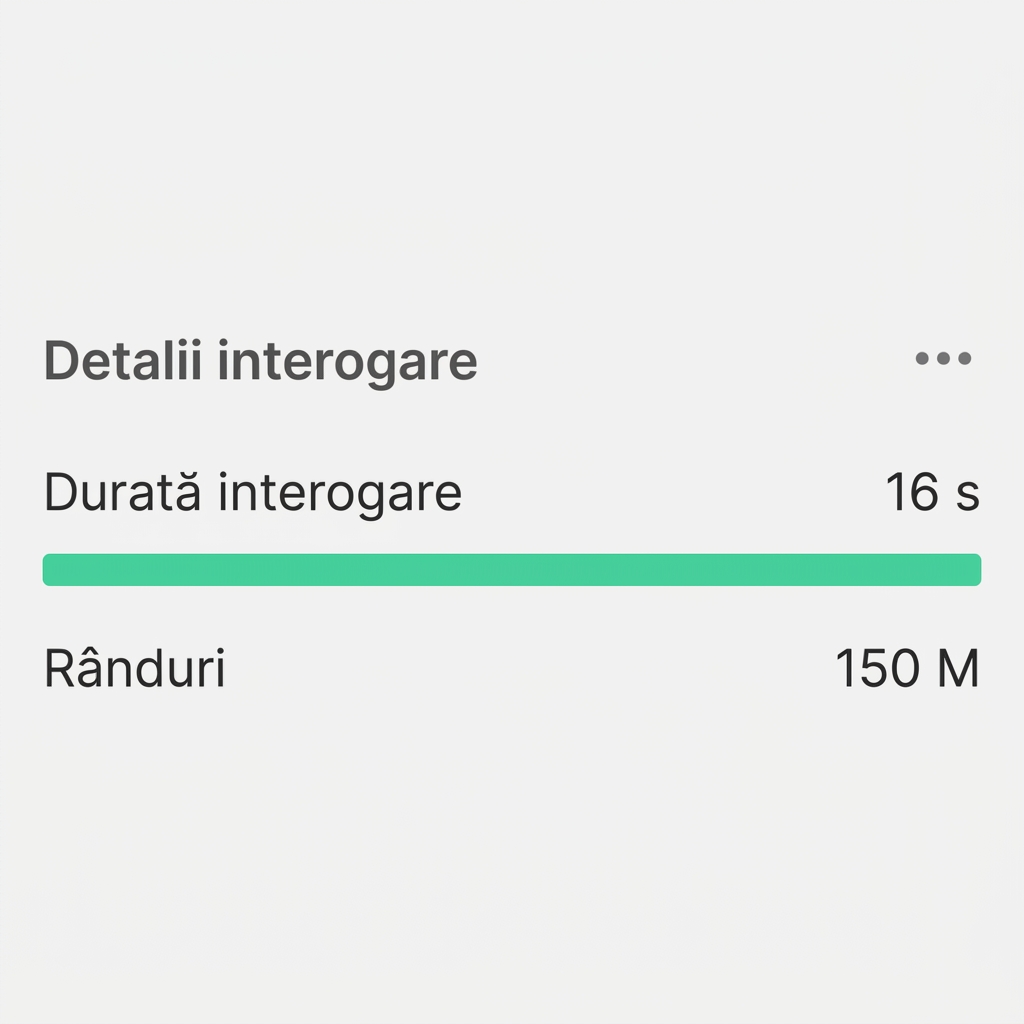 Detalii interogare, timp și rânduri folosind nume de coloane
