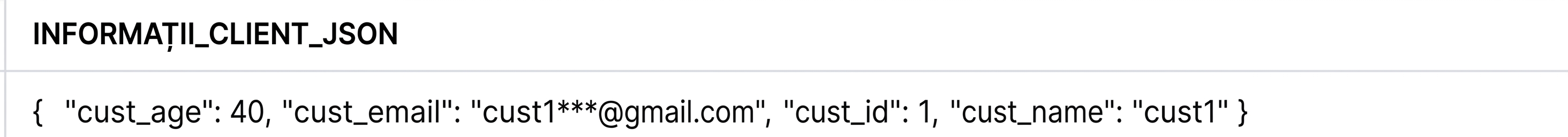 Rezultatul funcției PARSE_JSON