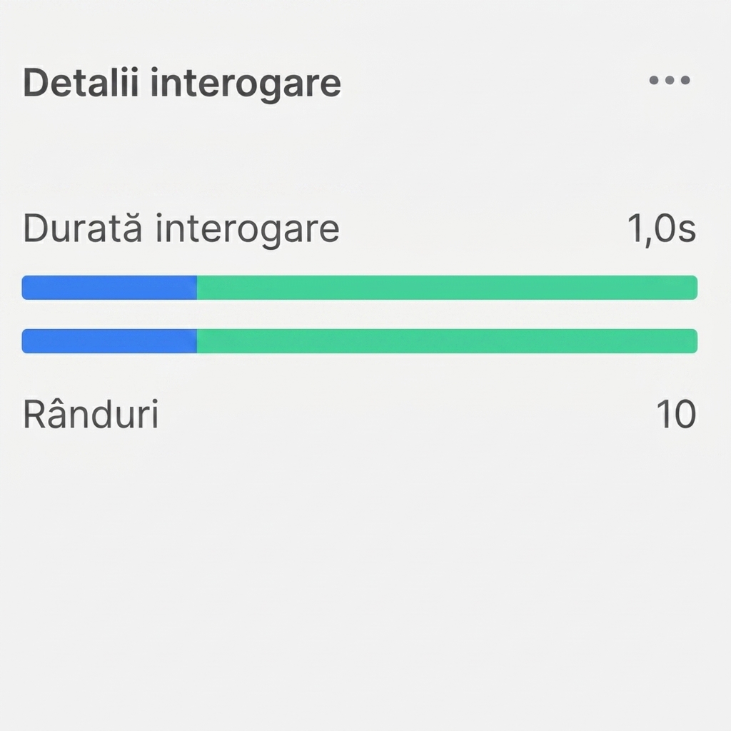 Detalii interogare, timp și rânduri folosind LIMIT 10