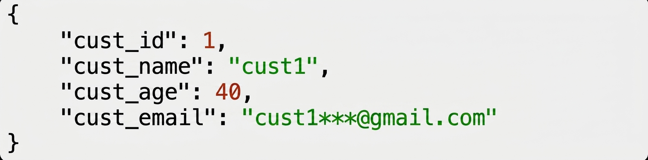 Exemplu de înregistrări JSON ale clientului cu id, nume, vârstă și e-mail