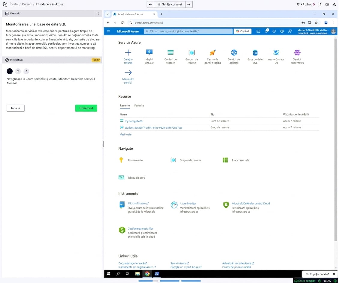 Pagina de start Azure