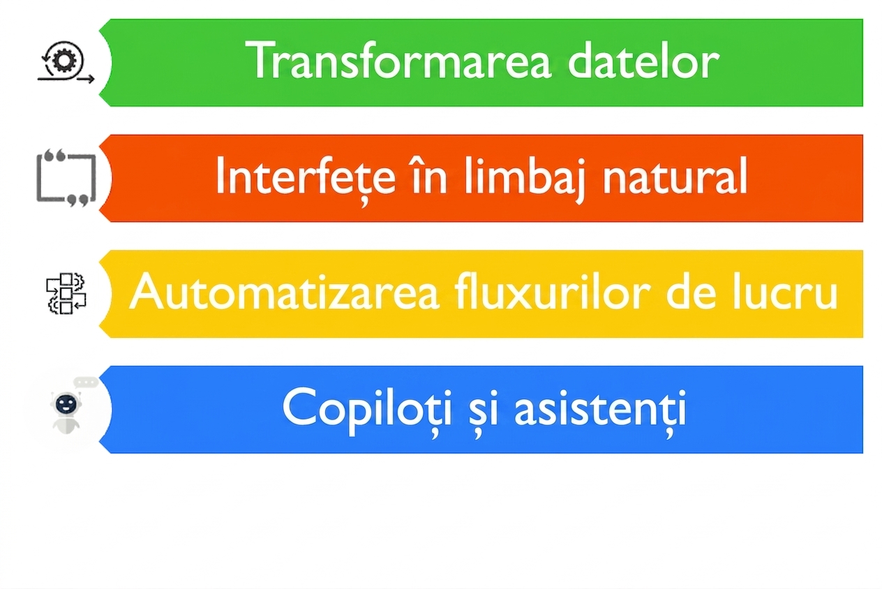 Imagine cu patru cazuri de utilizare posibile pentru LLM-uri