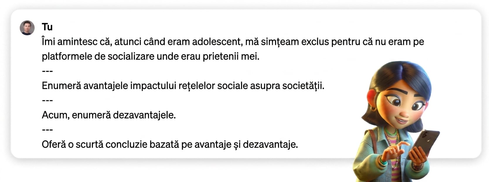 Exemplu de prompt cu delimitatori triple liniuță