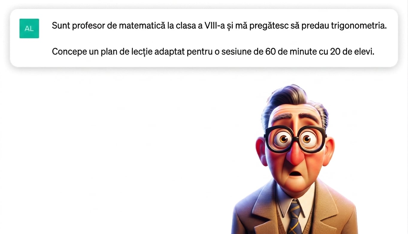 Ilustrație de tip desen animat a unui profesor
