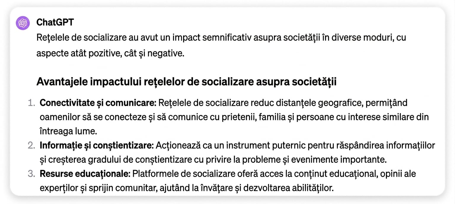 Rezultatul promptului delimitat