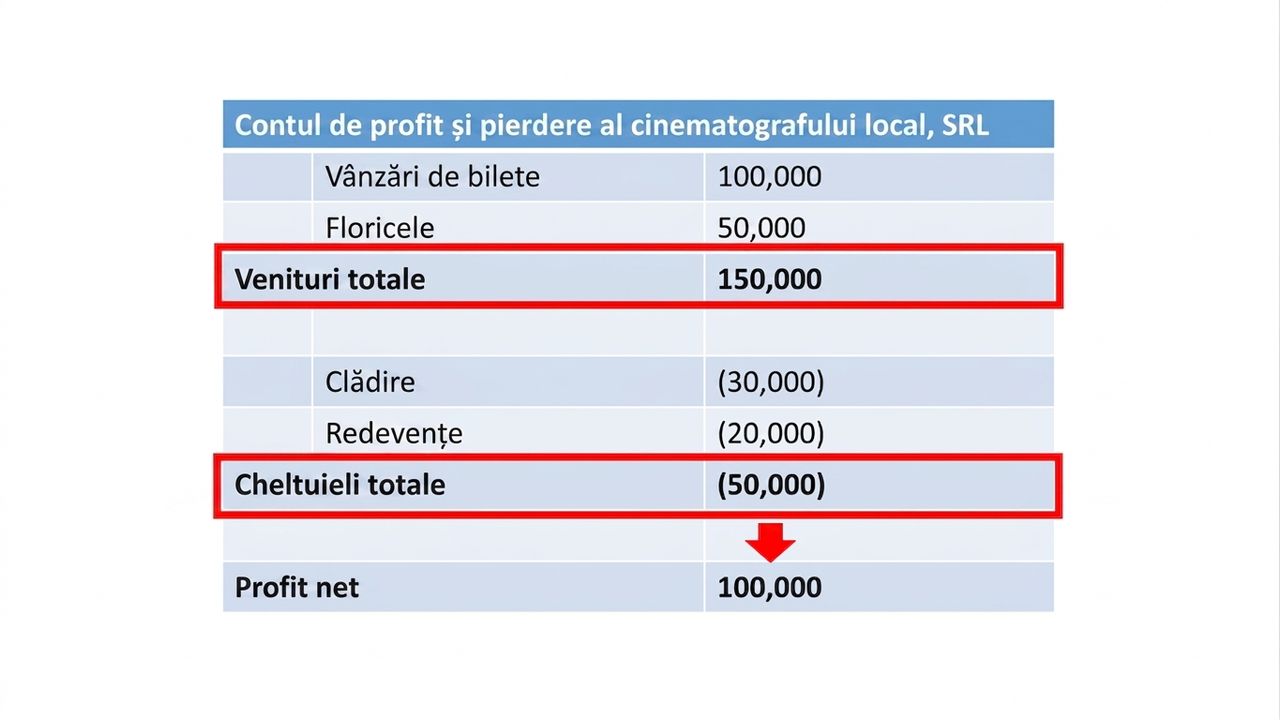 cont de profit și pierdere cu evidențierea calculului profitului net
