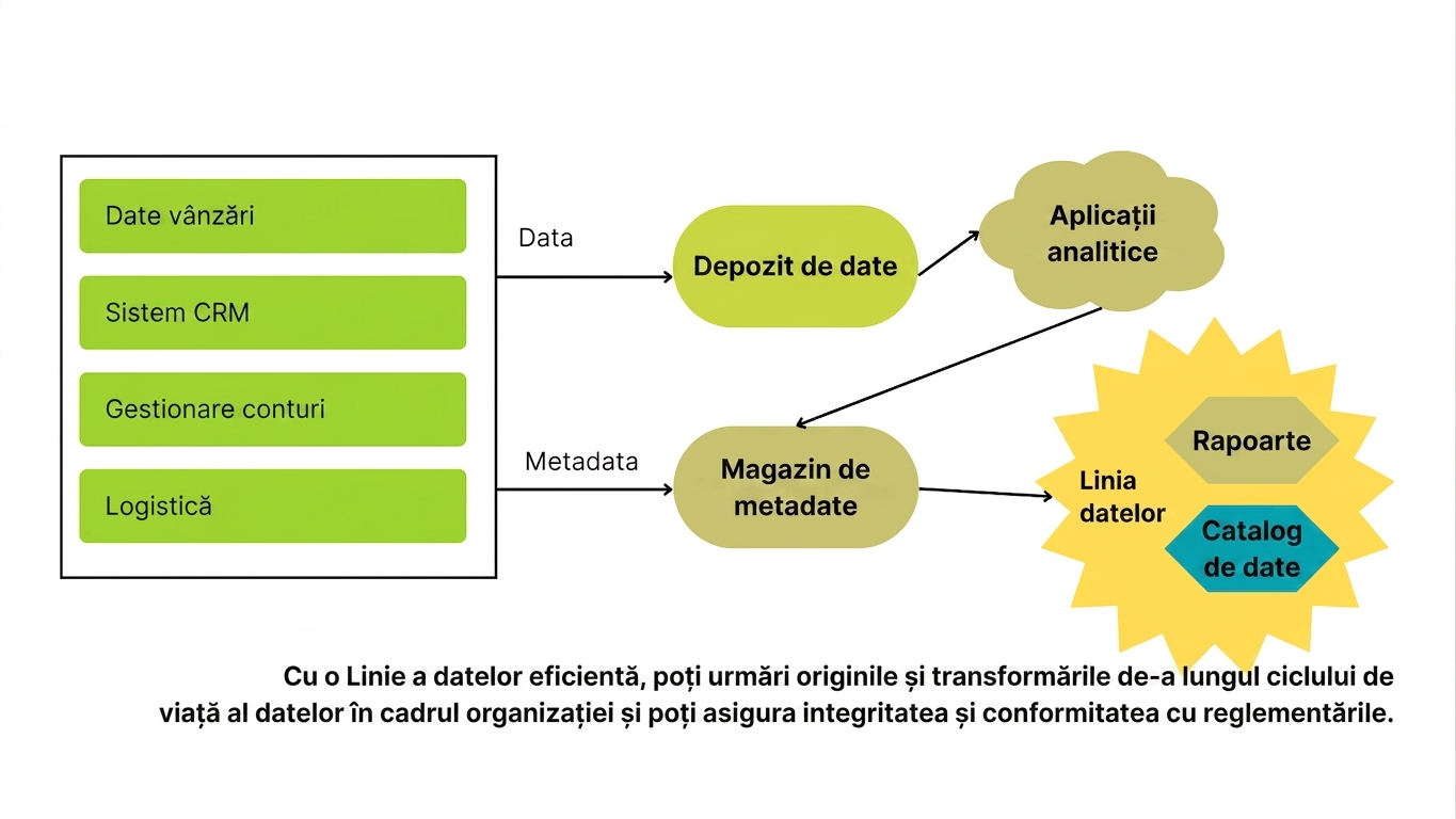 date de sistem în stânga transformate în rapoarte și cataloage de date prin gestionarea metadatelor