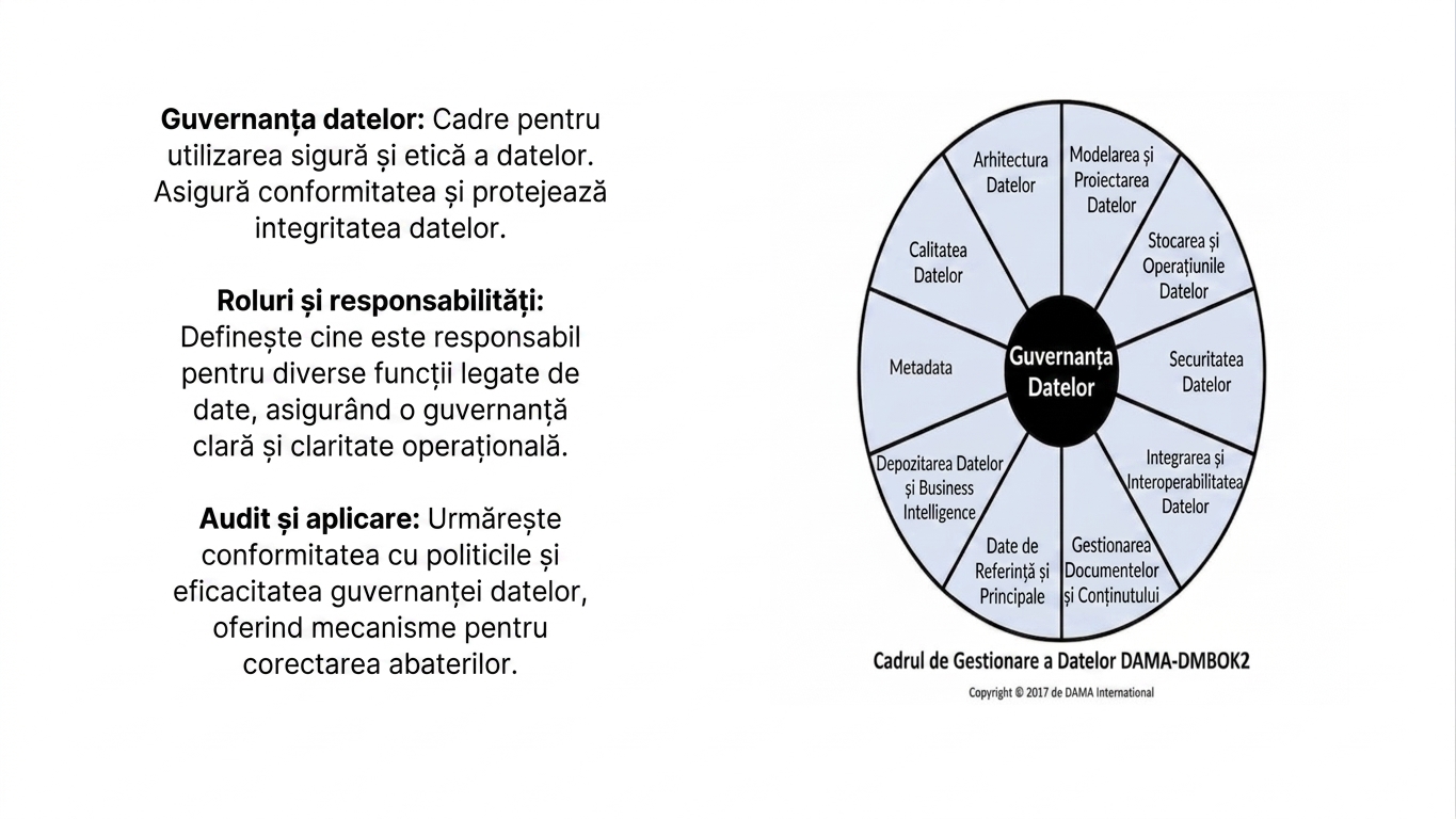 Roată cu elementele guvernanței datelor