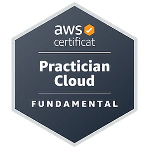 Insignă pentru certificarea AWS Cloud Practitioner
