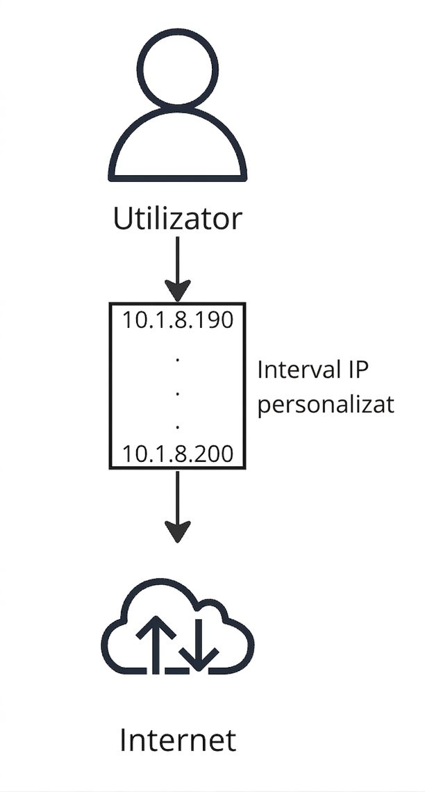 Diagramă flux care arată conectarea unui utilizator la internet.