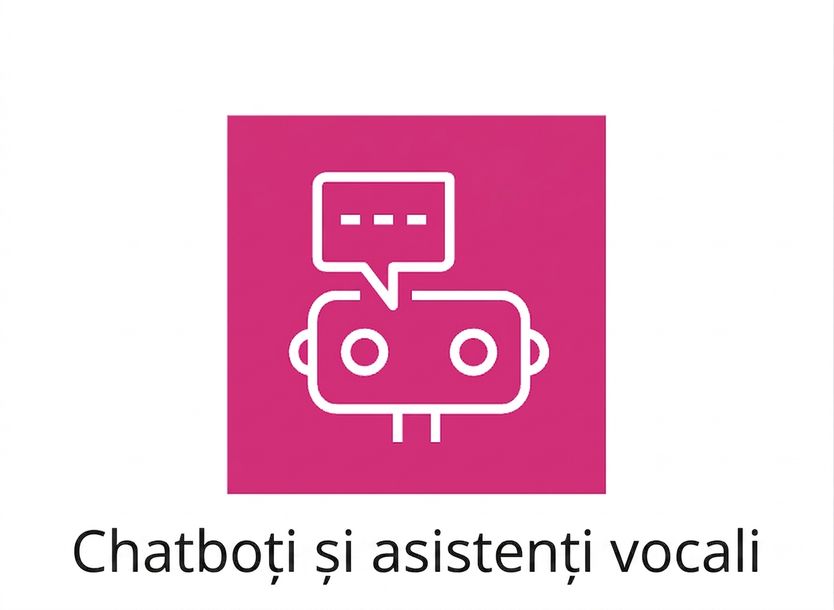 O pictogramă reprezentând chatboți și asistenți vocali.