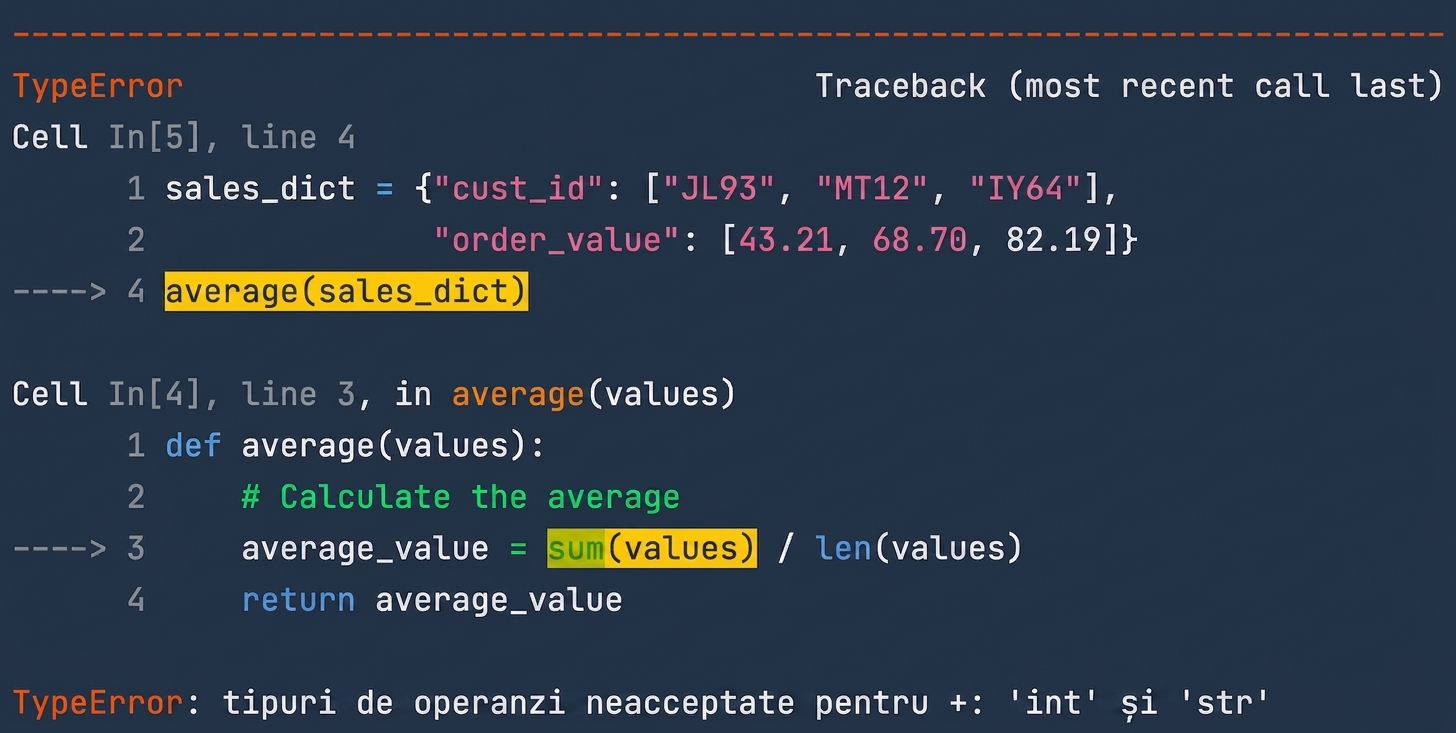 Traceback cu TypeError
