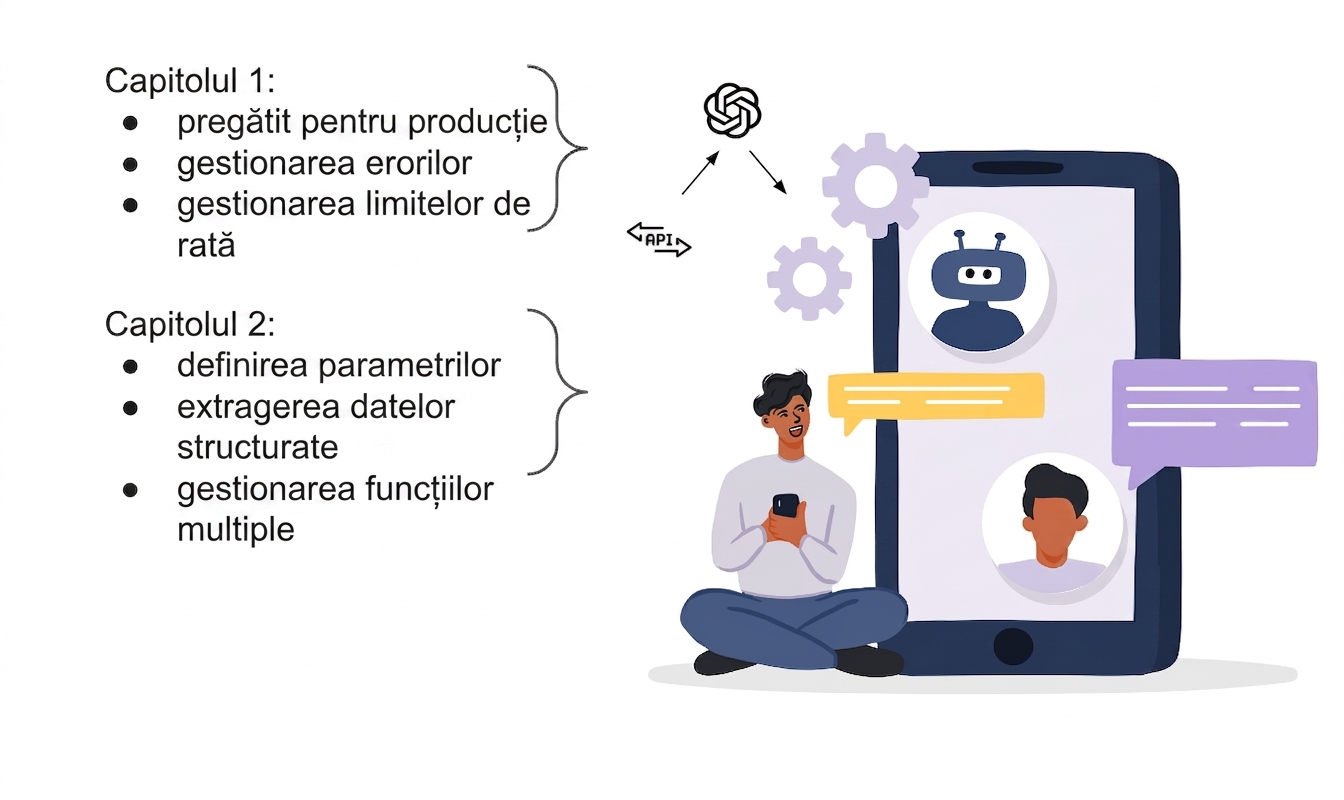 Ilustrație a unui utilizator al unei aplicații AI construite cu API-ul OpenAI