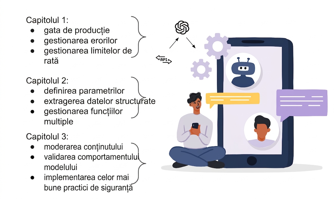 Ilustrație a unui utilizator al unei aplicații AI construite cu API-ul OpenAI