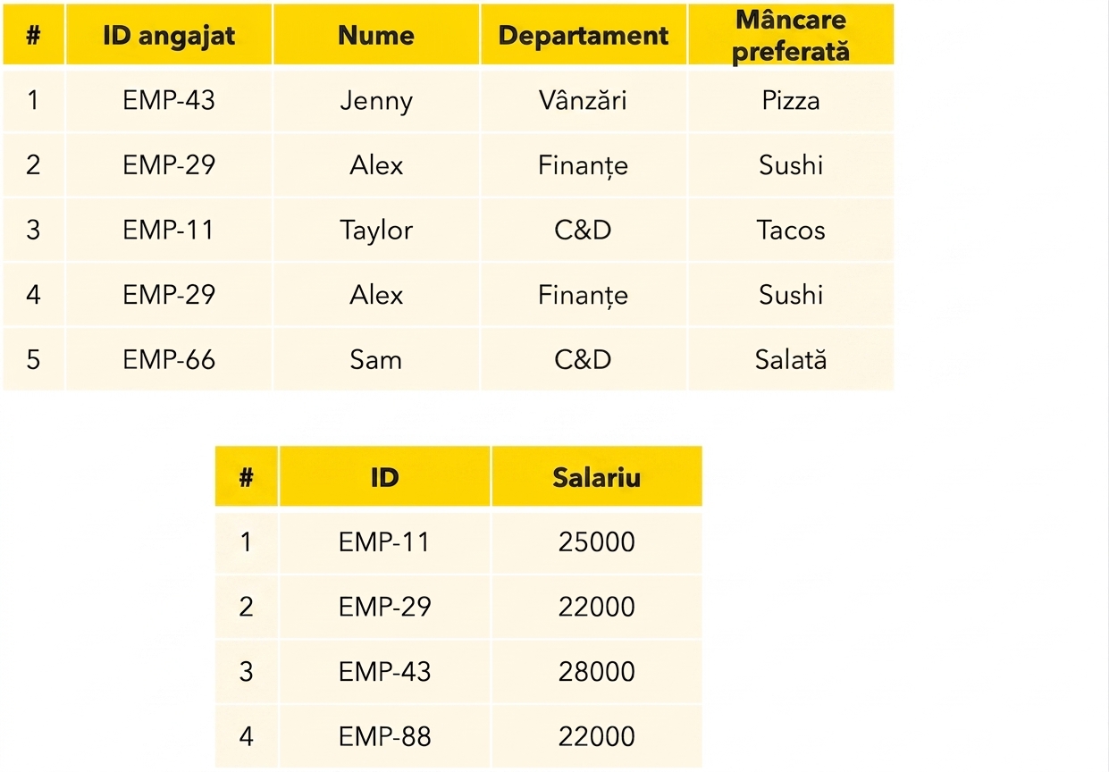 Tabele angajați și salarii