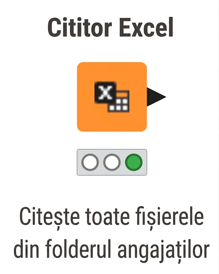 Nodul Excel Reader citind fișiere multiple