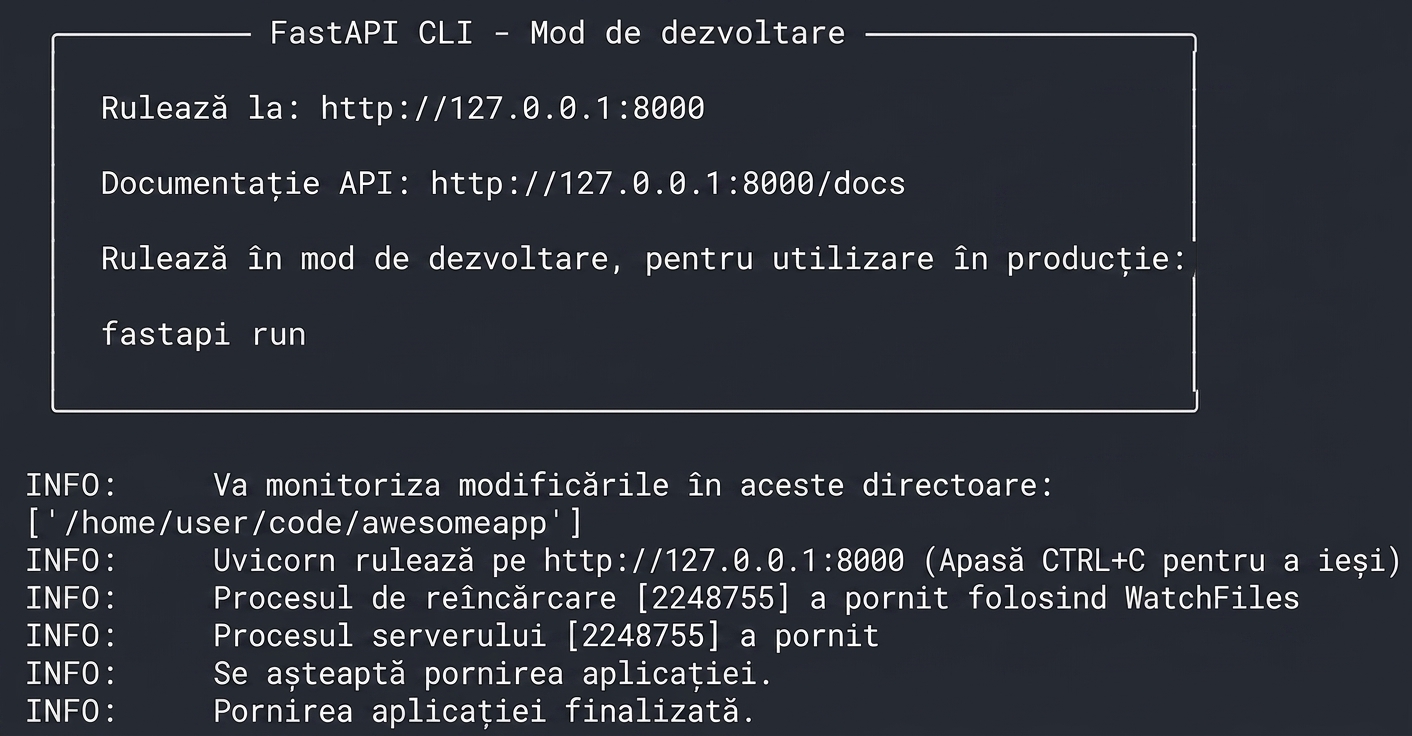 REPL cu FastAPI în execuție
