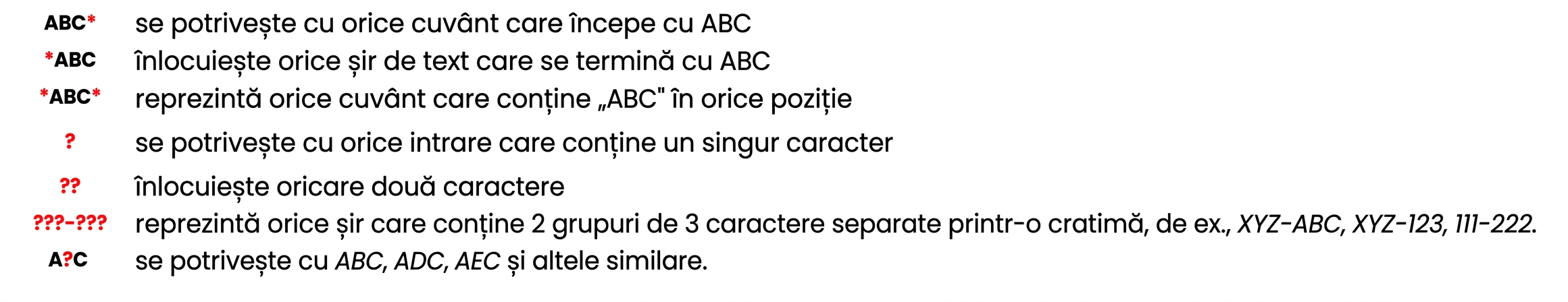 Exemplu cu mai multe wildcarduri