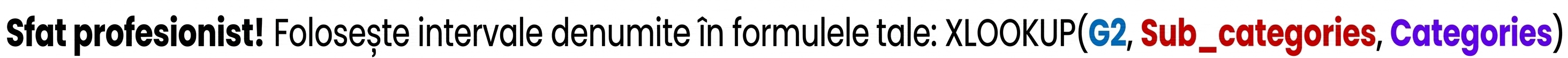 Funcția XLOOKUP cu intervale denumite