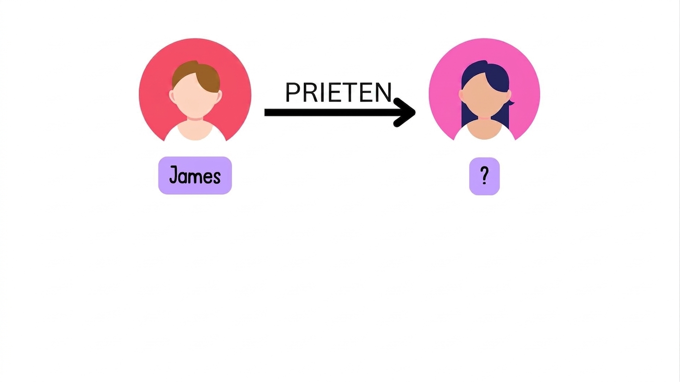 Un nod numit James cu o relație numită friends care indică spre un nod persoană necunoscut.