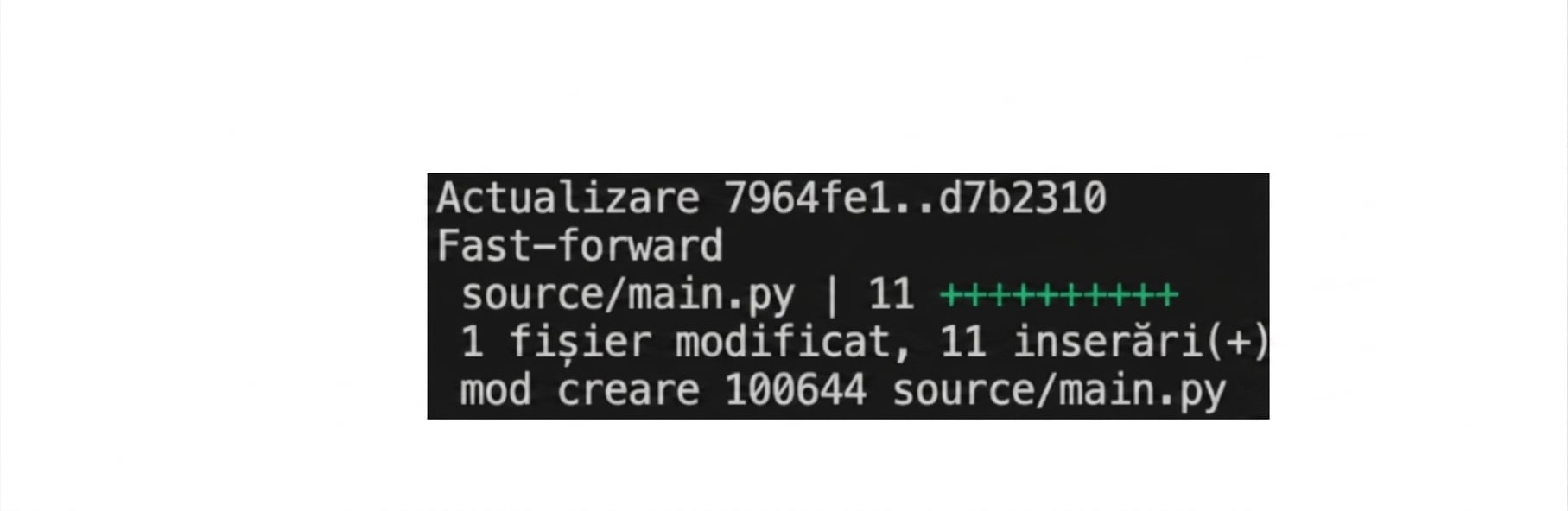 Rezultatul comenzii git merge